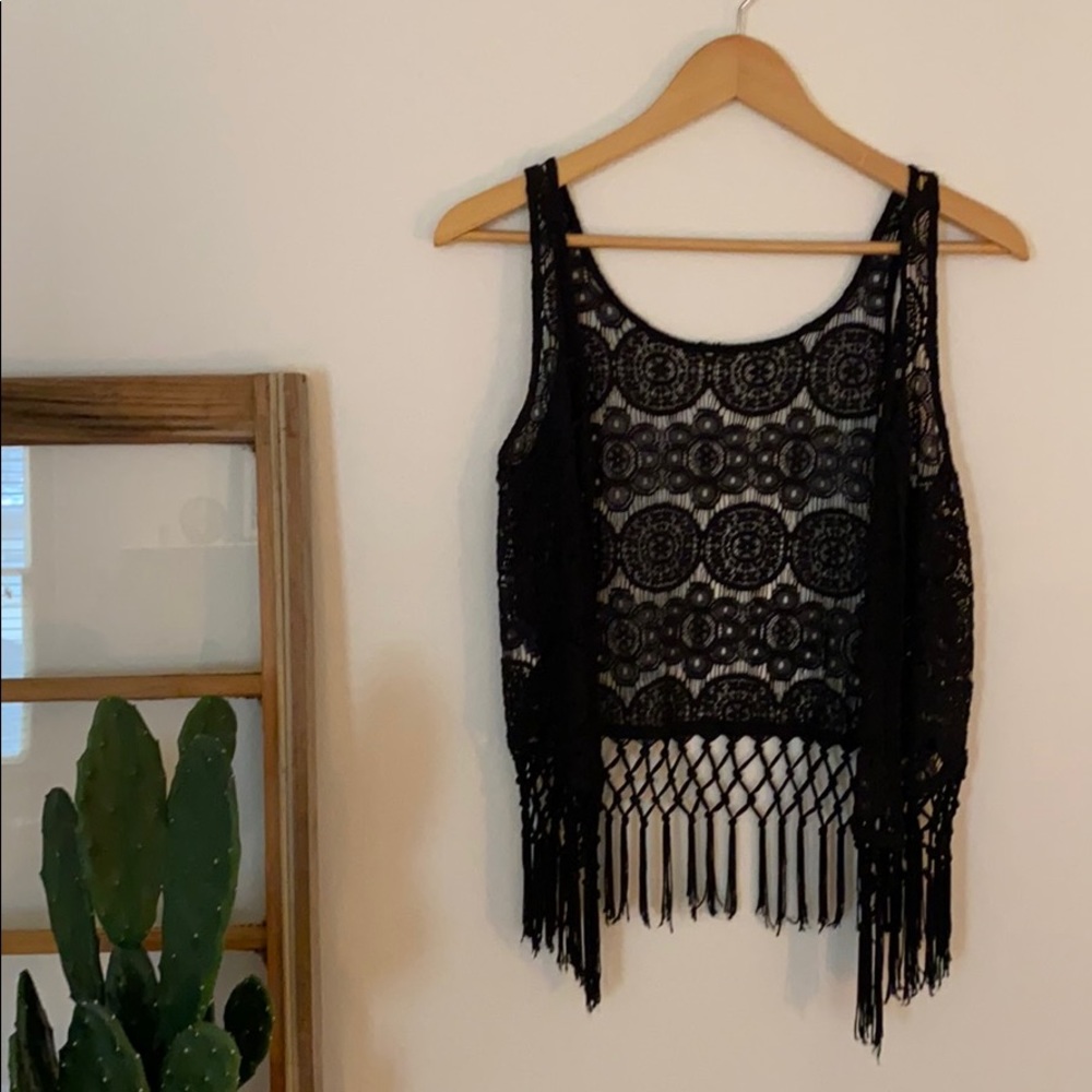 Black Lace and Fringe Festival Vest